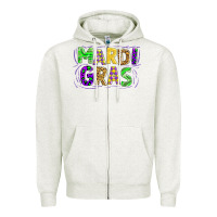 Oatmeal Heather mardi gras Zipper Hoodie - AdoDesignShop