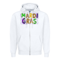 White mardi gras Zipper Hoodie - AdoDesignShop