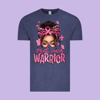Brest Cancer Warrior Afro Messy Bun Vintage Tee Designed By Texasbilliewilder