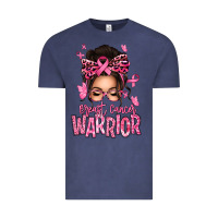 Vintage Denim brest cancer warrior afro messy bun Vintage Tee - texasbilliewilder