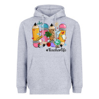 Heather Grey teacher life pencils Heavyweight Hoodie - MaliasSmallBusiness