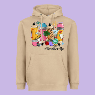Teacher Life Pencils Heavyweight Hoodie Designed By Maliassmallbusiness