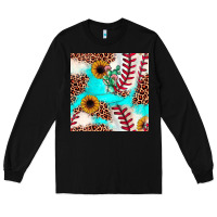 Black baseball leopard turquoise cactus sunflower seamless pattern Long Sleeve Tee - JahusDesignShop