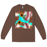 Chestnut baseball leopard turquoise cactus sunflower seamless pattern Long Sleeve Tee - JahusDesignShop