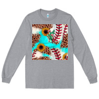 Heather Grey baseball leopard turquoise cactus sunflower seamless pattern Long Sleeve Tee - JahusDesignShop