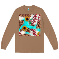 Toasted Coconut baseball leopard turquoise cactus sunflower seamless pattern Long Sleeve Tee - JahusDesignShop