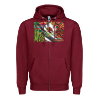Burgundy mexico flag sunflowers roses and cactus with serape aztec and leopard Zipper Hoodie - Artiststas