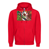 Red mexico flag sunflowers roses and cactus with serape aztec and leopard Zipper Hoodie - Artiststas