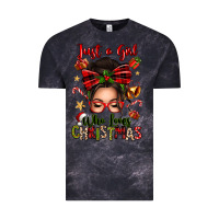 Cloud Black just a girl who loves christmas afro messy bun Vintage Tee - texasbilliewilder