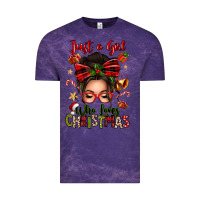 Cloud Purple just a girl who loves christmas afro messy bun Vintage Tee - texasbilliewilder