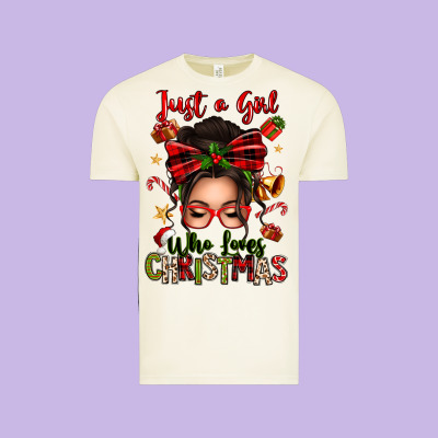 Just A Girl Who Loves Christmas Afro Messy Bun Vintage Tee Designed By Texasbilliewilder