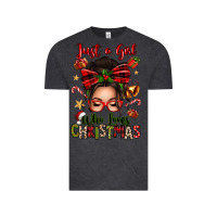 Vintage Black just a girl who loves christmas afro messy bun Vintage Tee - texasbilliewilder