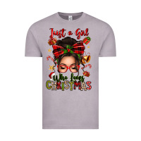 Vintage Zinc just a girl who loves christmas afro messy bun Vintage Tee - texasbilliewilder
