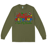 Army Green autism grandma i love my grandson Long Sleeve Tee - Artiststas