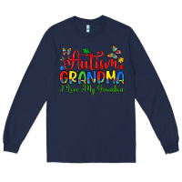 Navy autism grandma i love my grandson Long Sleeve Tee - Artiststas