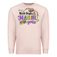 Pale Pink thick thighs mardi gras Premium Sweatshirt - MaliasSmallBusiness