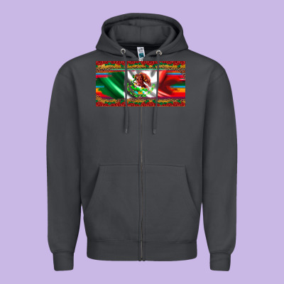 Mexico Flag Serape Roses Leopard And Glitter Licanse Plate Zipper Hoodie Designed By Artiststas