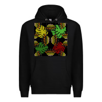 Black african and leaf seamless pattern Premium Hoodie - BundleAndBundleShop