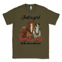 Army Green just a girl who loves horses no background Classic Tee - RanaPortraitStore
