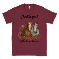 Burgundy just a girl who loves horses no background Classic Tee - RanaPortraitStore