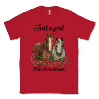 Red just a girl who loves horses no background Classic Tee - RanaPortraitStore