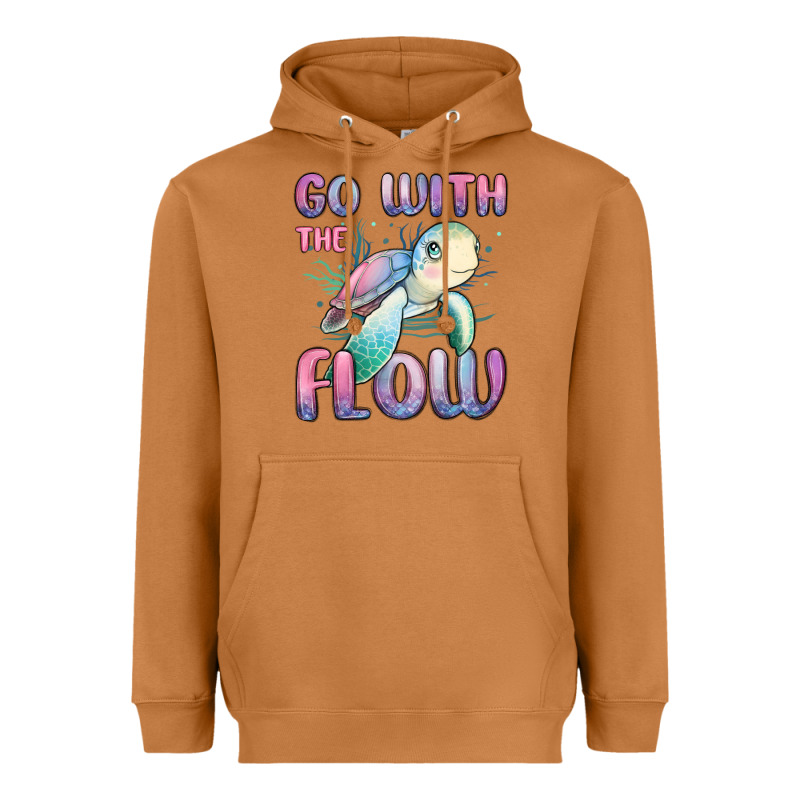 Go With Flow Turtle Heavyweight Hoodie by MaliasSmallBusiness | Teevron