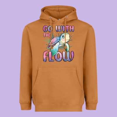 Go With Flow Turtle Heavyweight Hoodie Designed By Maliassmallbusiness