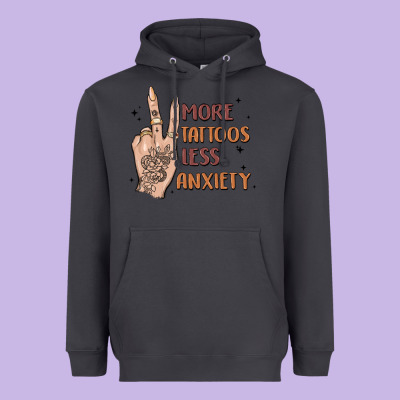 More Tattoos Less Anxiety Heavyweight Hoodie Designed By Maliassmallbusiness