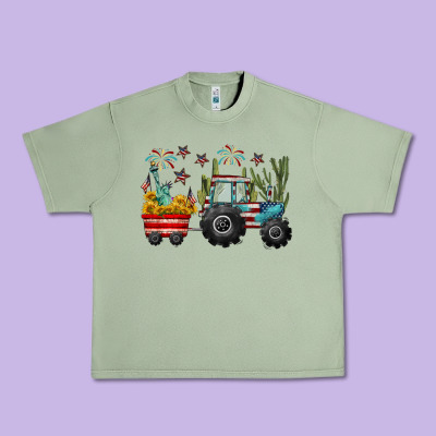 4th Of July Tractor Urban Heavy Tee Designed By Cowgirlartshop