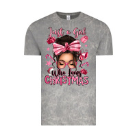 Cloud Rock just a girl who loves pink christmas messy bun Vintage Tee - texasbilliewilder