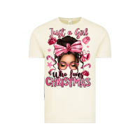 Vintage Arctic just a girl who loves pink christmas messy bun Vintage Tee - texasbilliewilder