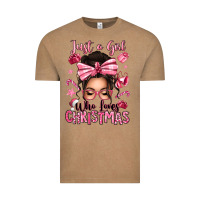 Vintage Coffee just a girl who loves pink christmas messy bun Vintage Tee - texasbilliewilder