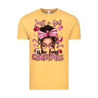 Vintage Mustard just a girl who loves pink christmas messy bun Vintage Tee - texasbilliewilder