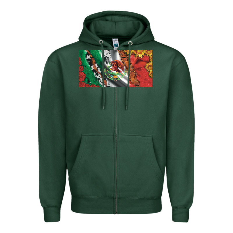 Mexico Flag Cowhide Leopard Sunflower And Roses Licanse  Plate Zipper Hoodie by Artiststas | Teevron