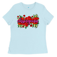 Baby Blue Chingona with roses Ladies Tee - AdoDesignShop
