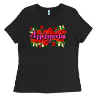 Black Chingona with roses Ladies Tee - AdoDesignShop