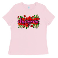 Bubblegum Pink Chingona with roses Ladies Tee - AdoDesignShop