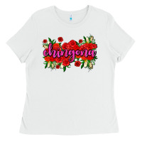 White Chingona with roses Ladies Tee - AdoDesignShop
