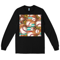 Black baseball leopard sunflower seamless pattern Long Sleeve Tee - JahusDesignShop