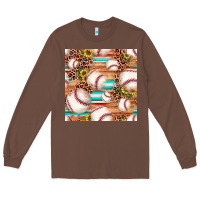 Chestnut baseball leopard sunflower seamless pattern Long Sleeve Tee - JahusDesignShop
