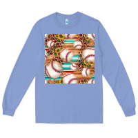 Colony Blue baseball leopard sunflower seamless pattern Long Sleeve Tee - JahusDesignShop