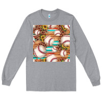 Heather Grey baseball leopard sunflower seamless pattern Long Sleeve Tee - JahusDesignShop