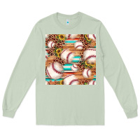 Matcha baseball leopard sunflower seamless pattern Long Sleeve Tee - JahusDesignShop