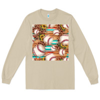 Mushroom baseball leopard sunflower seamless pattern Long Sleeve Tee - JahusDesignShop