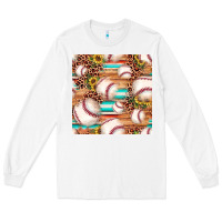 White baseball leopard sunflower seamless pattern Long Sleeve Tee - JahusDesignShop