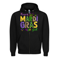 Black happy mardi gras y'all Zipper Hoodie - AdoDesignShop