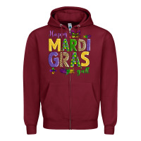 Burgundy happy mardi gras y'all Zipper Hoodie - AdoDesignShop