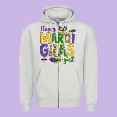 Happy Mardi Gras Y'all Zipper Hoodie Designed By Adodesignshop