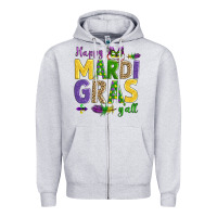 Heather Grey happy mardi gras y'all Zipper Hoodie - AdoDesignShop