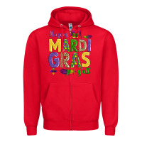 Red happy mardi gras y'all Zipper Hoodie - AdoDesignShop